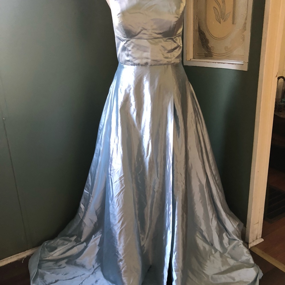 Elegant Light Blue Satin Gown